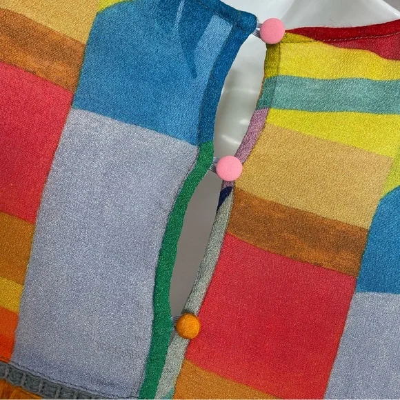 Anthropologie Bl-nk Miranda Peasant Blouse Colorful Abstract Print Size XS Women - Picture 13 of 15